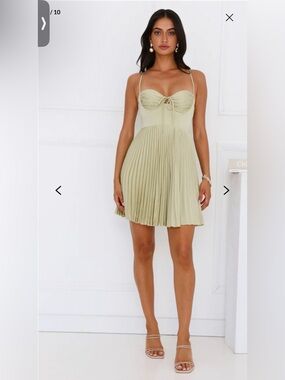 SPARKLING ADVENTURE SATIN MINI DRESS OLIVE
